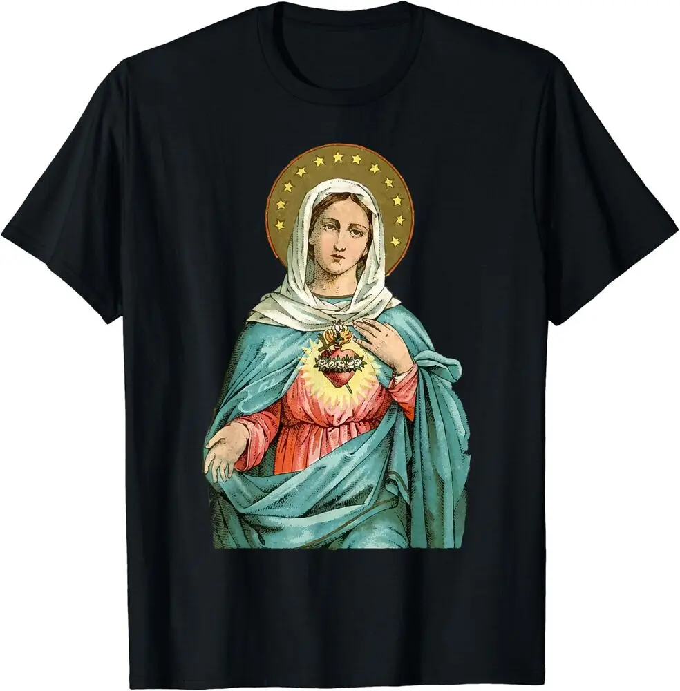 Immaculate Heart Of Mary Our Blessed Mother Catholic T-Shirt Unisex T-shirts For Man Woman Short Summer Tees Casual Cotton