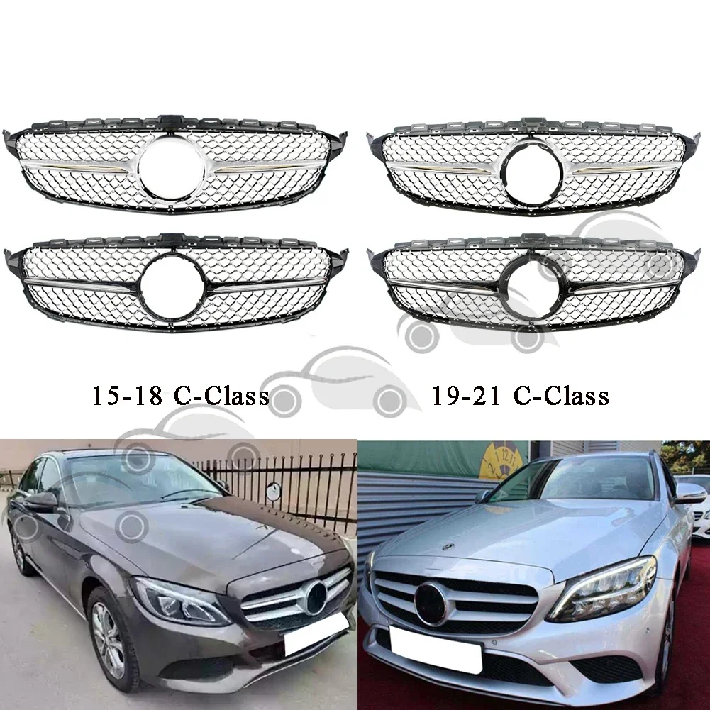 Car Front Racing facelift Radiator Upper Bumper Grilles For Mercedes Benz C class C200 C250 C300 W205 2015-2018/ 2019-2021