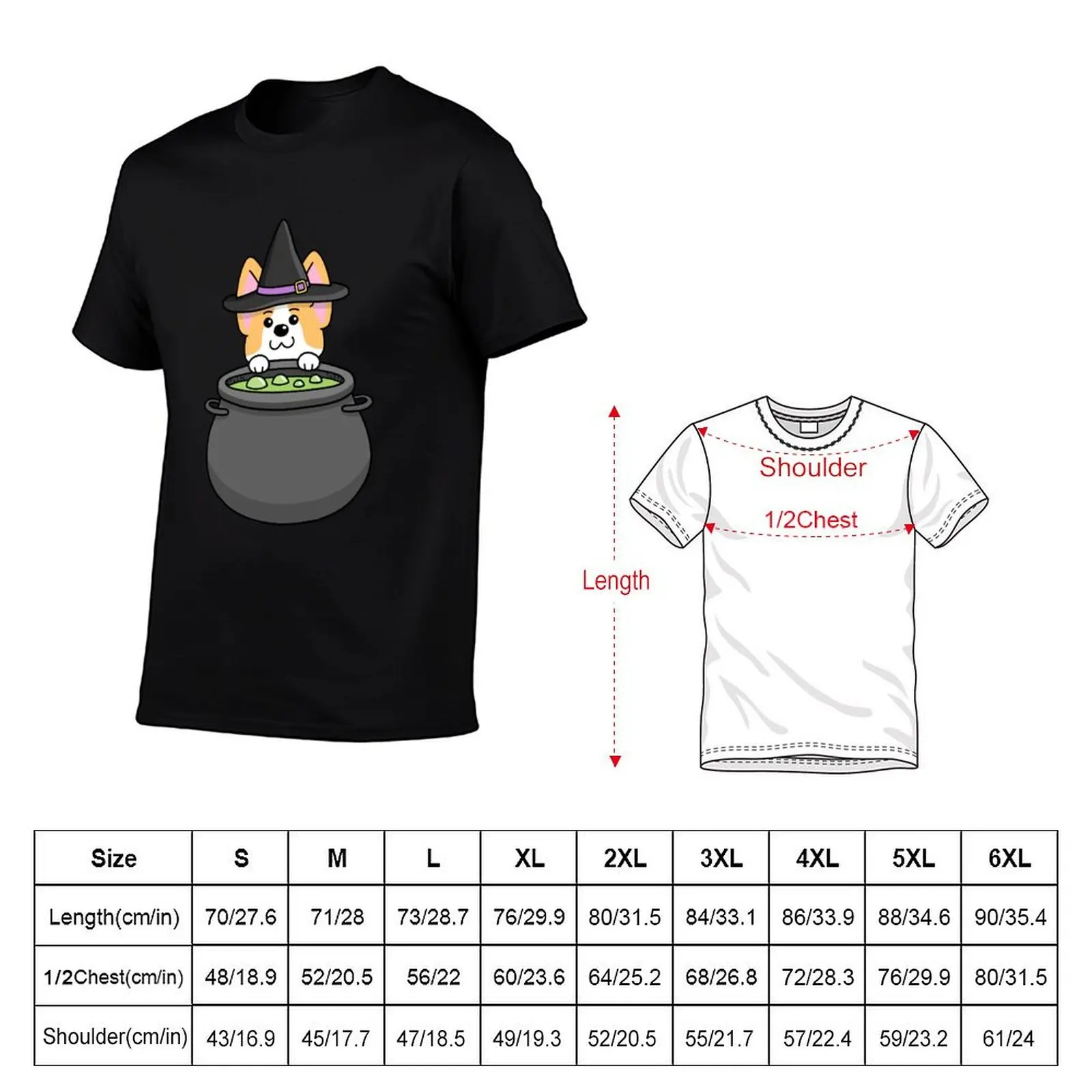 Corgi Wizard Witch Cauldron Potion T-Shirt anime clothes designer shirts plus size clothes mens t shirt