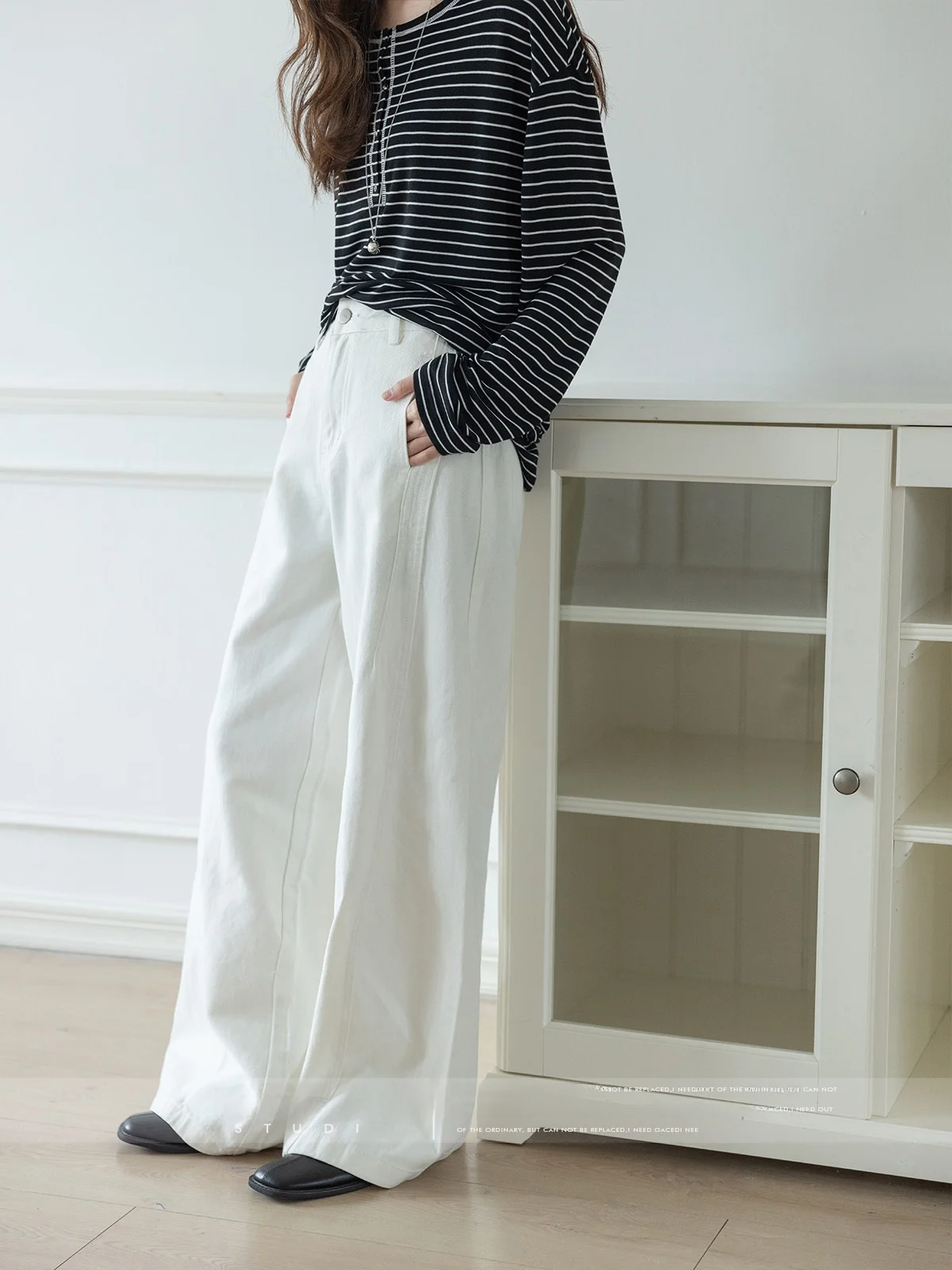 

Широкие джинсы с высокой талией, женские модные белые джинсовые брюки, корейские утягивающие брюки длиной до пола, повседневный винтажный вид