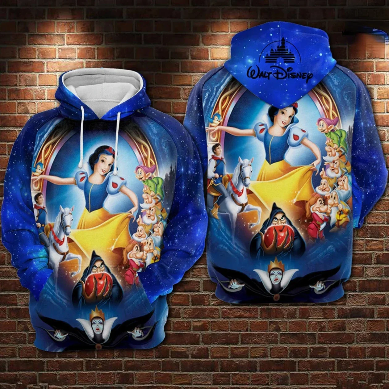 Disney Snow White Hoodie Snow White and The Seven Dwarfs Cartoon Hoodie Disney 3D Men and Children Hoodie