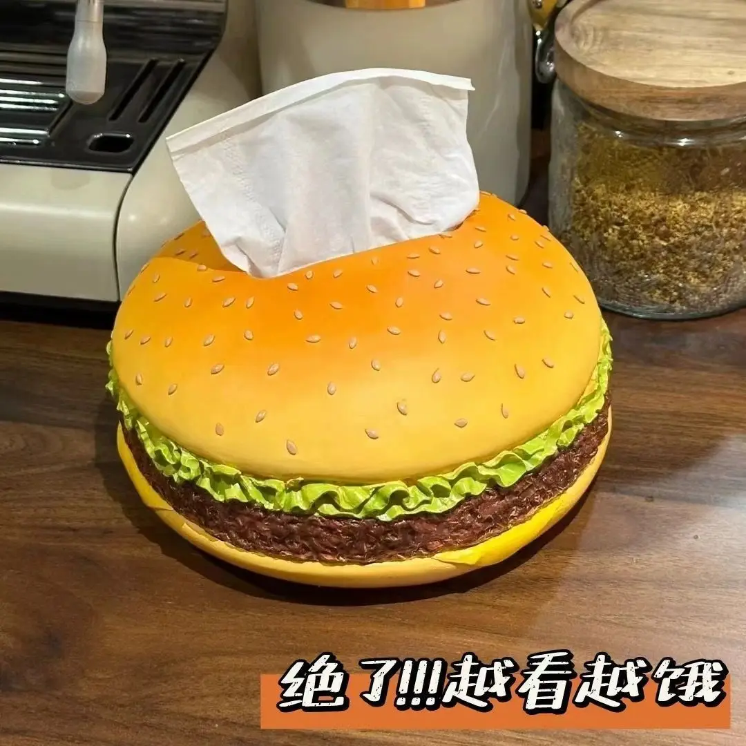 Hamburger tissue box creativity is nothing, retro living room paper box, home fun decoration ornament