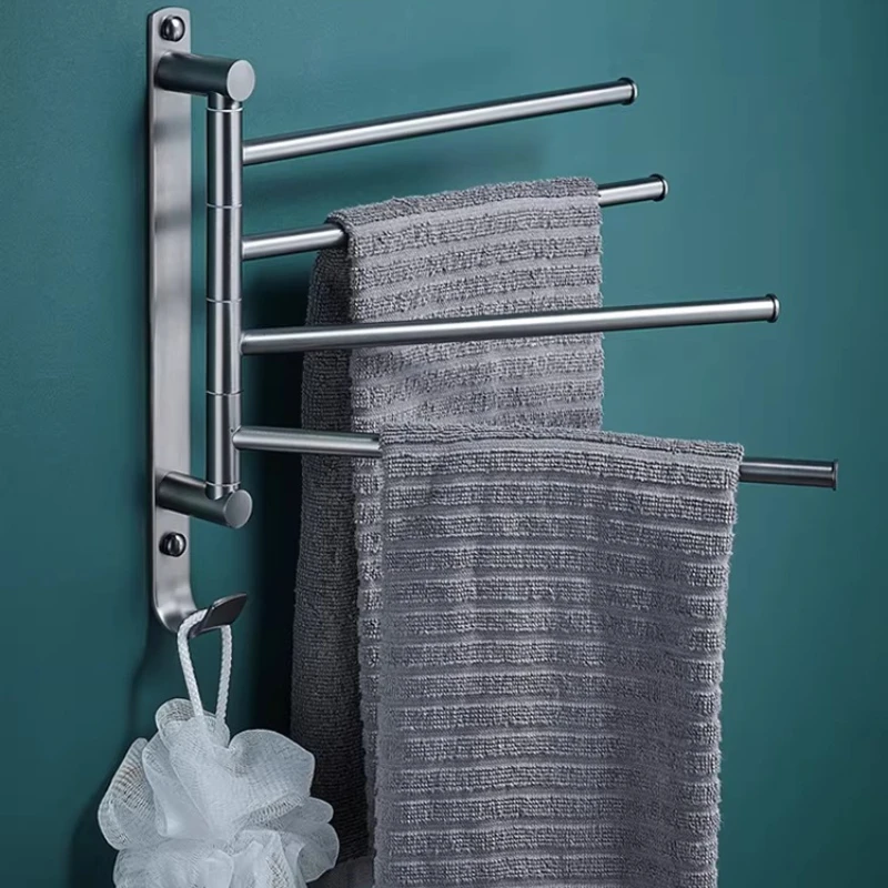 All Copper Free Punching Towel Hanging Light Luxury Rotating Towel Bar Folding Bathroom Rack Copper
