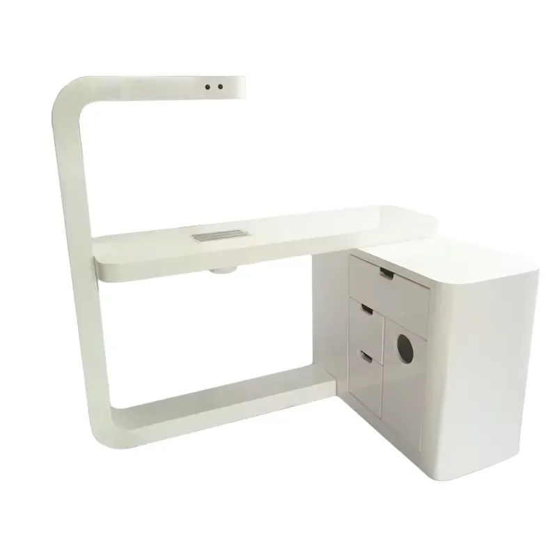 Modern Luxury Nail Table with LED Lamp Dryer Vacuum Cleaner Large Storage Multi Seat Metal PU Leather Manicure Desk Station