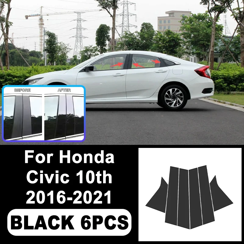 

Декоративные наклейки на центральные стойки (B/C) для Honda Civic 10-го поколения 2016-2021 гг. - Декоративная окантовка окон из поликарбоната для средней стойки, аксессуары для экстерьера автомобиля 2017 г.