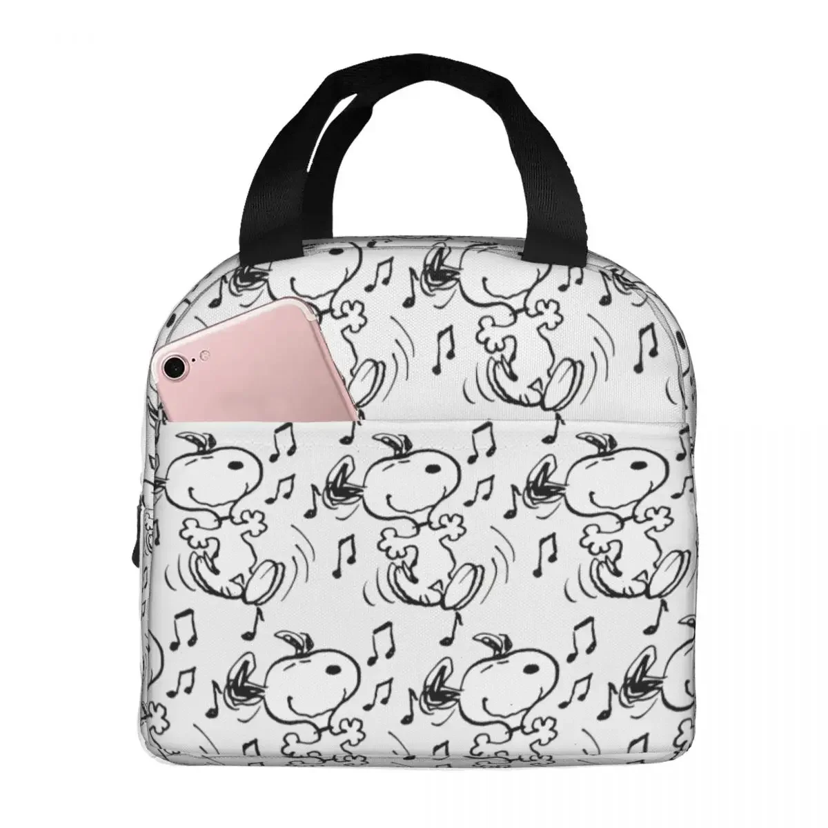 Snoopy Dancing borsa termica per il pranzo borsa termica per il pranzo contenitore per il pranzo a tenuta stagna per cartoni animati Tote Bento