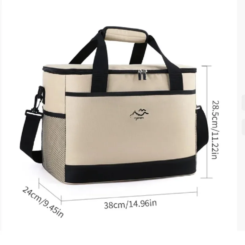 2026 عبوات ثلج مربعة ذات سعة كبيرة حقيبة صندوق غداء معزولة بسيطة حقيبة نزهة لحفظ الطعام الطازج للاستخدام في الهواء الطلق #6