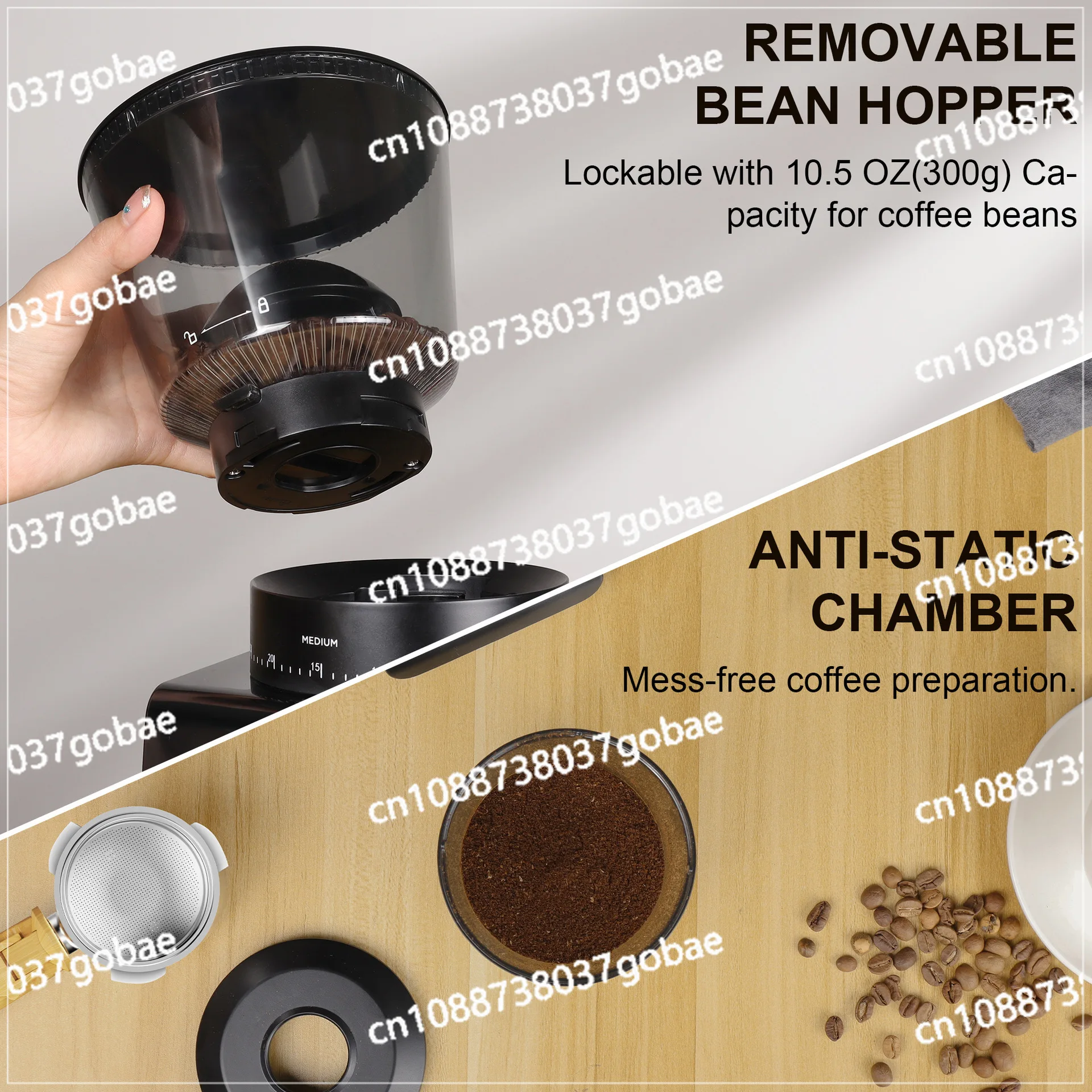 Moulin à café électrique à plateau conique, broyeur de grains