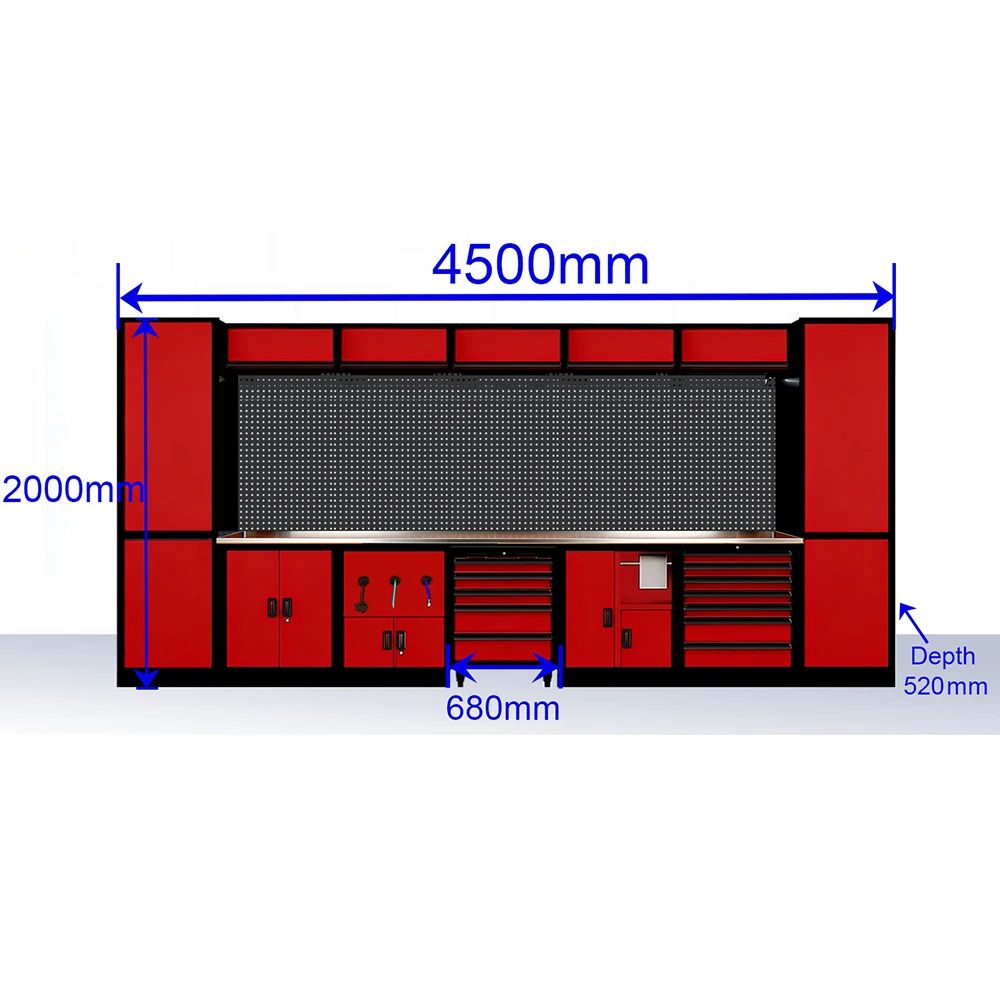 Heavy Duty Tool Cabinet Iron Mobile Industrial Garage Workshop Storage System Tool Chest Units Modular Tool Workbench Chest