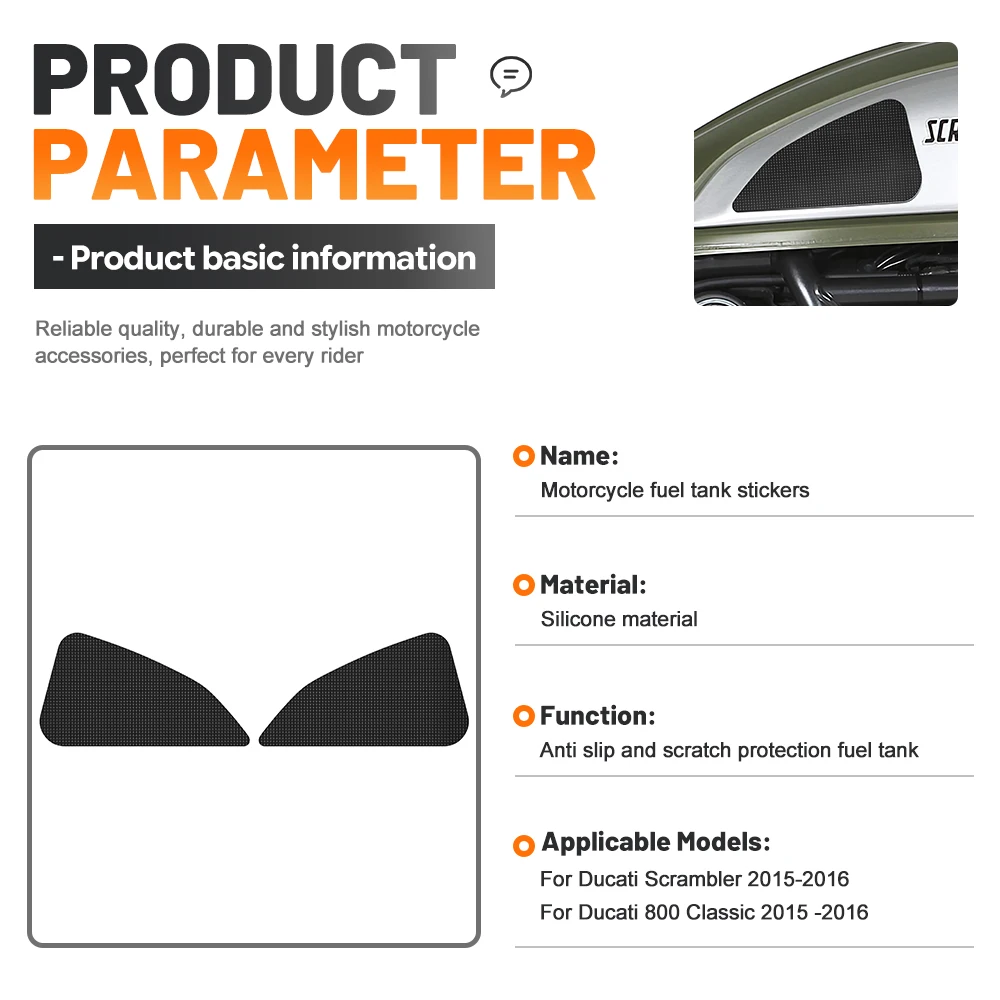 For Ducati scrambler 2015-2016 Soft Rubber Tank Pad Motorcycle Fuel Tank Pad Anti Slip Anti Scratch Protector Guard Pad Decal