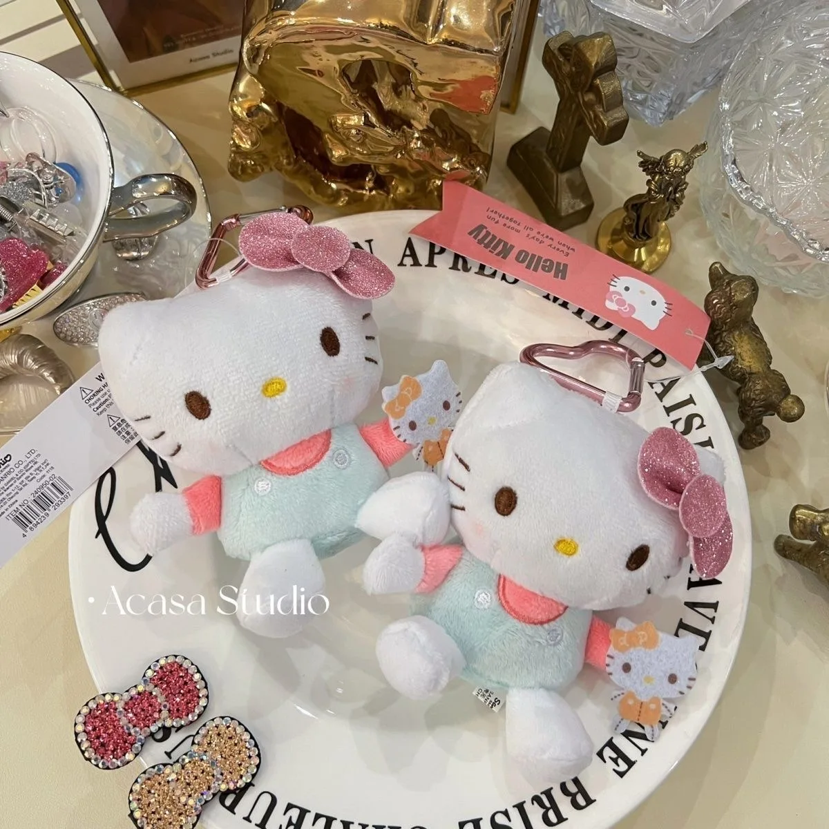 

Мультяшный милый брелок-медведь Hello Kitty к 50-летию, кукла-подвеска на рюкзак, подарок на День рождения и День святого Валентина