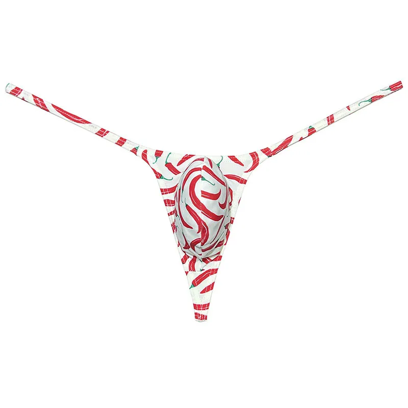 Men's Print G-String T-back Bikini Briefs String Underwear Soft Breathable Enhancing Bulge Thongs Quick-dry Tangas Sissy Panties