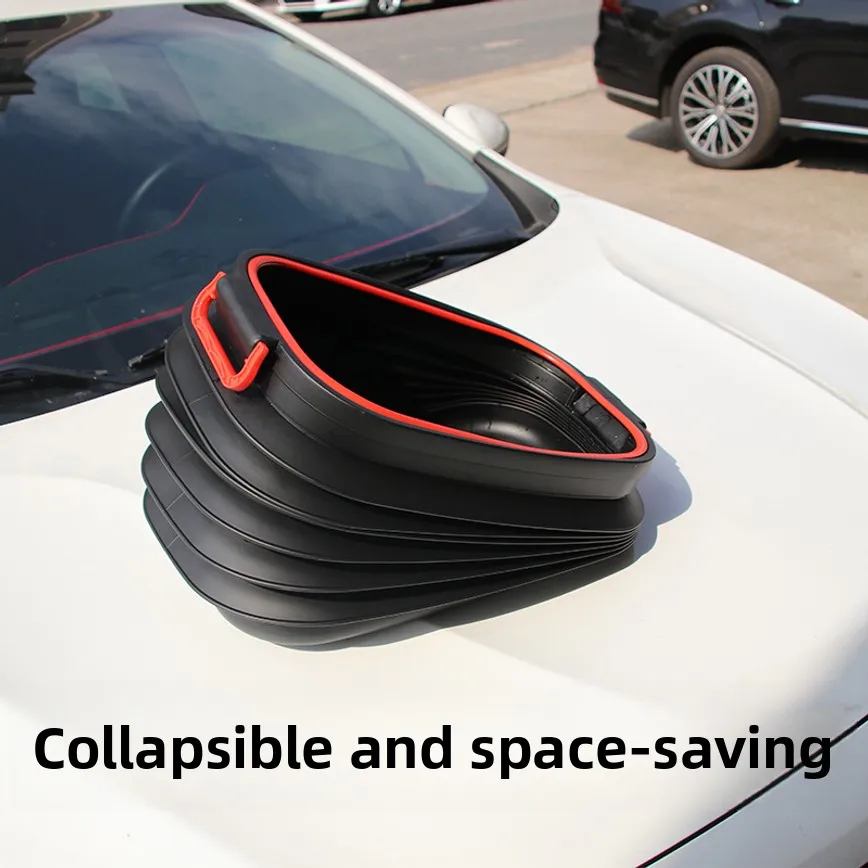 37L Black Foldable Retractable Bucket With Lid Multifunctional Outdoor Fishing Water Storage Box Portable Organizer