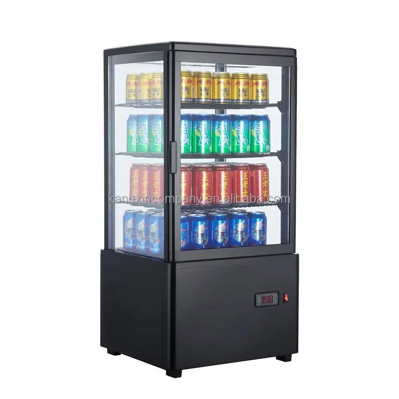 High Quality Upright Vertical Cooler 4 Side Glass Display Cake Chiller