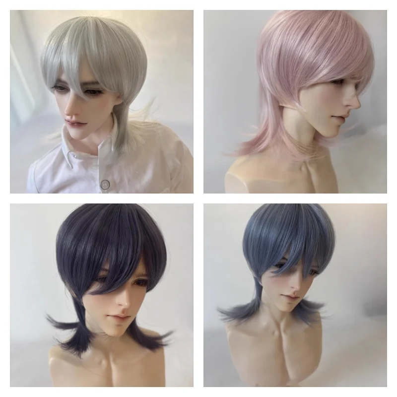

BJD Wigs Short Hair for 1/3 1/4 1/6 Dolls SD MSD MDD YOSD Wigs Doll Pink Black Green Blue Gray Hair Accessories