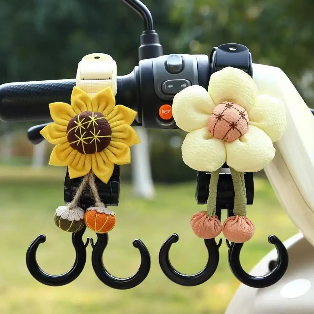 

Flower Scooter Handlebar Mount Hook Adjustable Webbing Heavy Duty Scooter Electric Bicycle Handle Grip Hanger with Dual Hooks