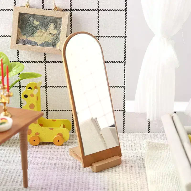 1/12 casa delle bambole in legno specchio a figura intera modello mobili per casa delle bambole ornamento casa delle bambole accessori per decorazioni micro scena
