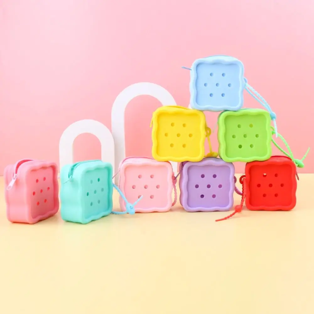 

Soft Zipper Coin Purses Holes Silicone Change Pouch Mini Wallet Women Girls