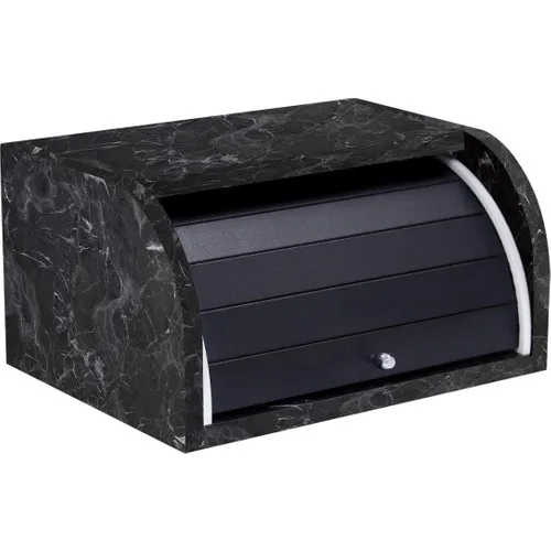 E-Decor Black Marble Pattern Breadbox Bread Cabinet