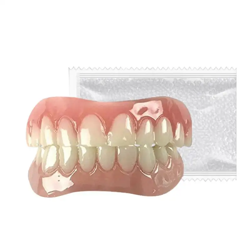 طقم أسنان من السيليكون، بطانات سيليكون للأسنان، طقم أسنان ناعم، طقم أسنان ناعم، مجموعة علوية وسفلية، سهلة الاستخدام للنساء