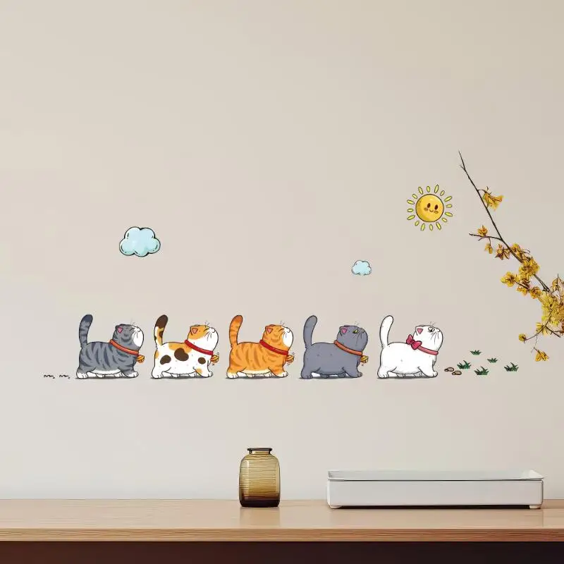 Autocollants muraux autocollants en forme de chat, 1 pièce, pour enfants, décorations murales artistiques pour salon, chambre à coucher, toilettes, maison, décoration murale DIY, nouvelle collection