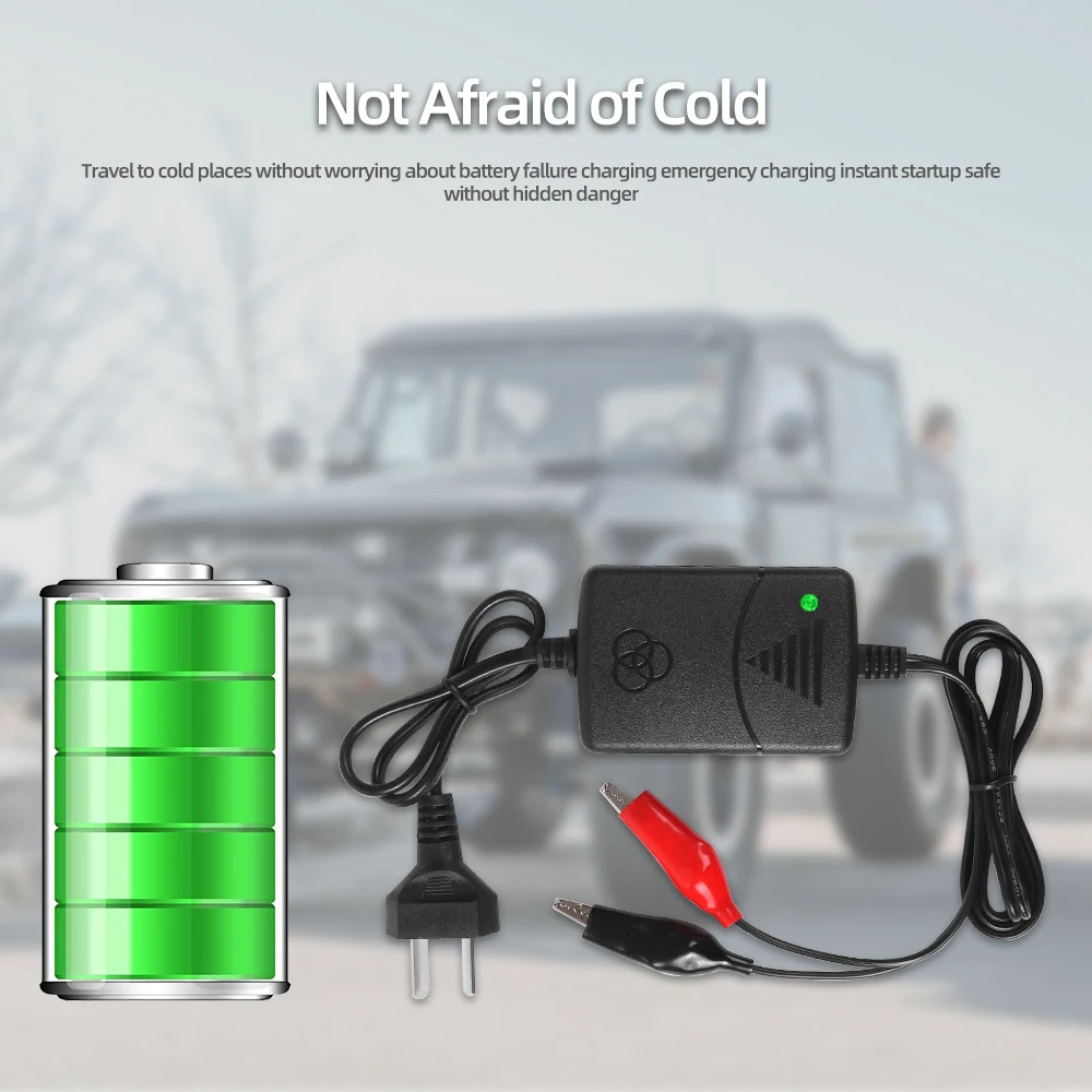 12V 1300mA Smart Battery Charger Rechargeable Sealed Lead Battery Charger EU US Plug With Clip For Car Truck Motorcycle X