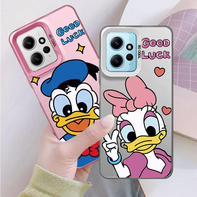 Mickey Mouse Winnie Saisy Duck Phone Case for Xiaomi POCO X3 X5 NFC F4 MI 13T 12T 11 Redmi 10 9T 9C K60 Silver Plating Cover