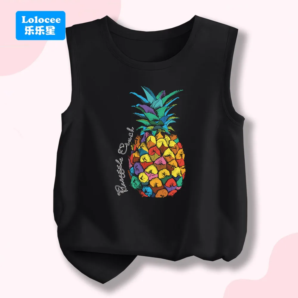 Fashion Colorful Pineapple Printed Tank Tops Summer Trend Girls' Fruits Graphic Sleeveless T Shirts Casual Vest BL1