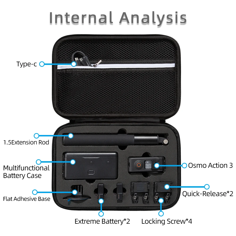 Dji osmoアクション用キャリングケース,大容量バッグ,カメラアクセサリー,収納バッグ,保護ボックス,Djiアクション5pro,4,3用ハンドバッグ