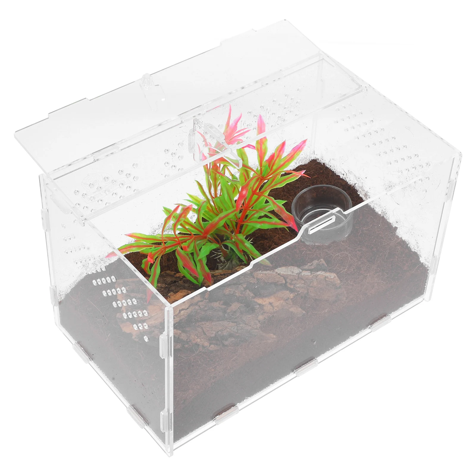 

Transparent Reptile Terrarium 25x15x15cm Acrylic Cage for Lizards Spiders Frogs Snake Tank Ventilation Holes Durable Set 4