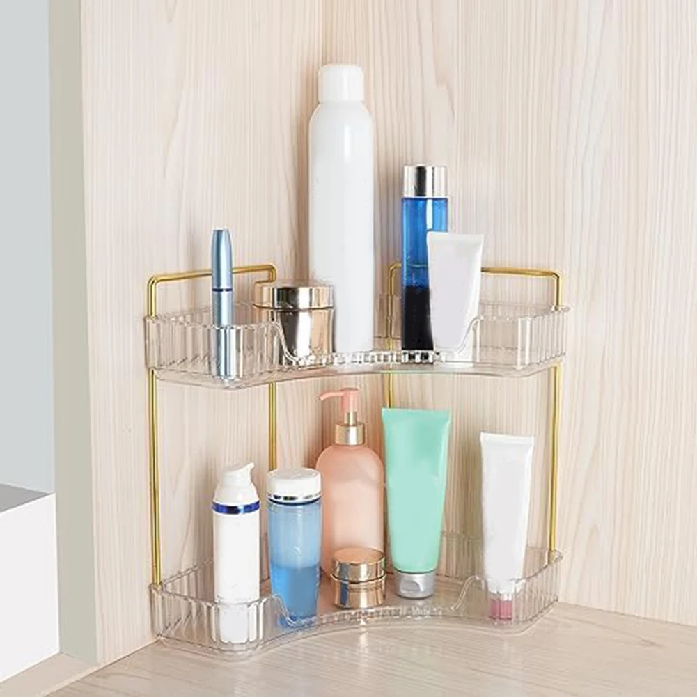 2 Tier Bathroom Counter Organizer, Multi-Function Organizer Perfume B metal+pet shelf