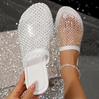 Women Slippers 2024 Women Summer New Round Head Slippers Water Diamond Flat Home Anti-skid Sandals Slides Women Zapatos De Mujer 6
