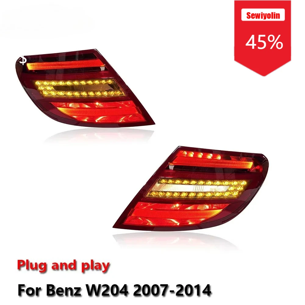 

Sewiyolin Car LED Tail Light Assemblies For Benz W204 2007-2014 Auto Fog DRL Brake Turn Signal Lamp Plug and Play
