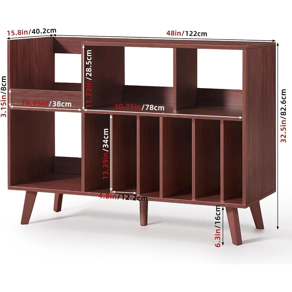 حامل تخزين كبير لسجلات الفينيل مقاس 48 بوصة مع منطقة عرض وحامل القرص الدوار لحلول تخزين مشغل التسجيلات #2