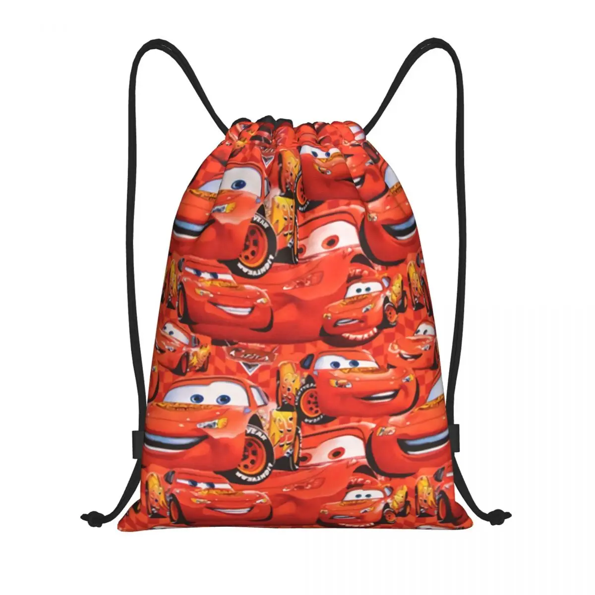 Saco de cordão personalizado Lightning McQueen Car Collage para homens e mulheres, mochila de armazenamento leve Sports Gym