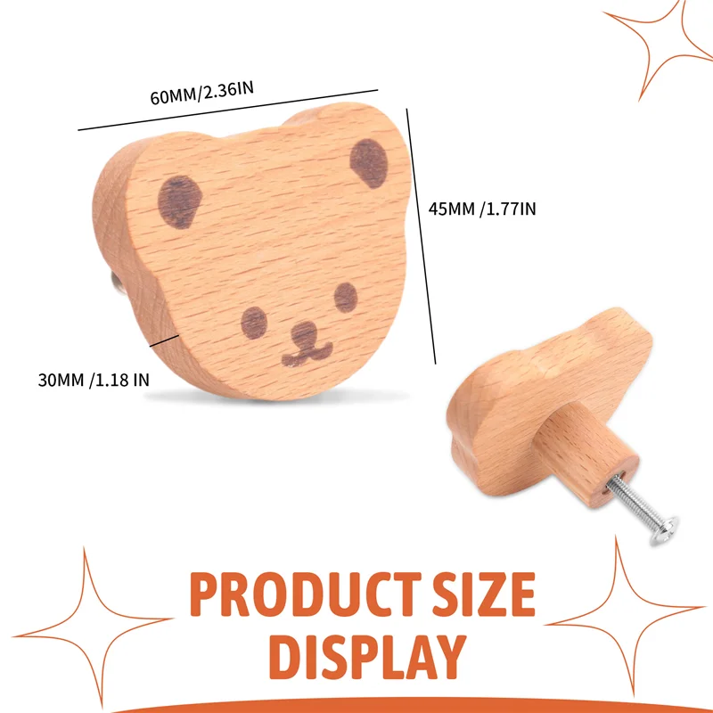 A44F-Kenop Furnitur Kenop Laci Kayu Kenop Lemari Kayu untuk Anak-anak, Lemari Rias, Laci, Dapur