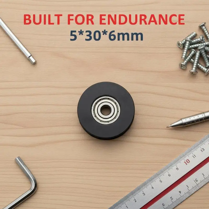 1Pcs Heavy Duty U Groove Bearing Pulley 5*30*6mm Rubber Coated Guide Roller for Balcony Door Window Wardrobe Slides