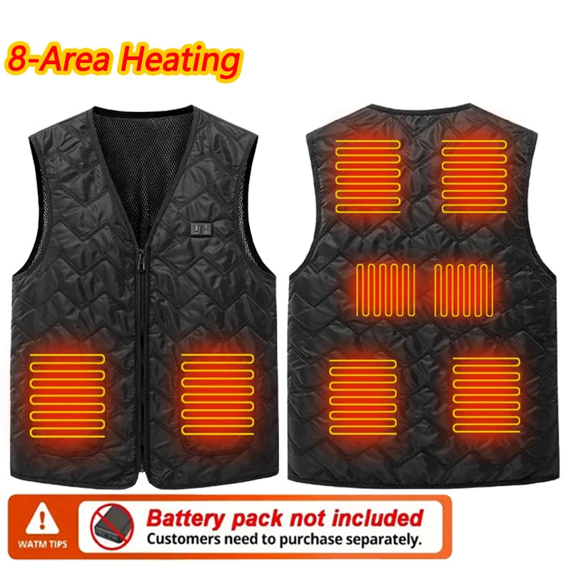 

8-зонный жилет с подогревом, осень-зима, женский теплый жилет с подогревом, мужской теплый жилет с подогревом, повседневный спортивный жилет на открытом воздухе (на в комплект не входит Power Bank)