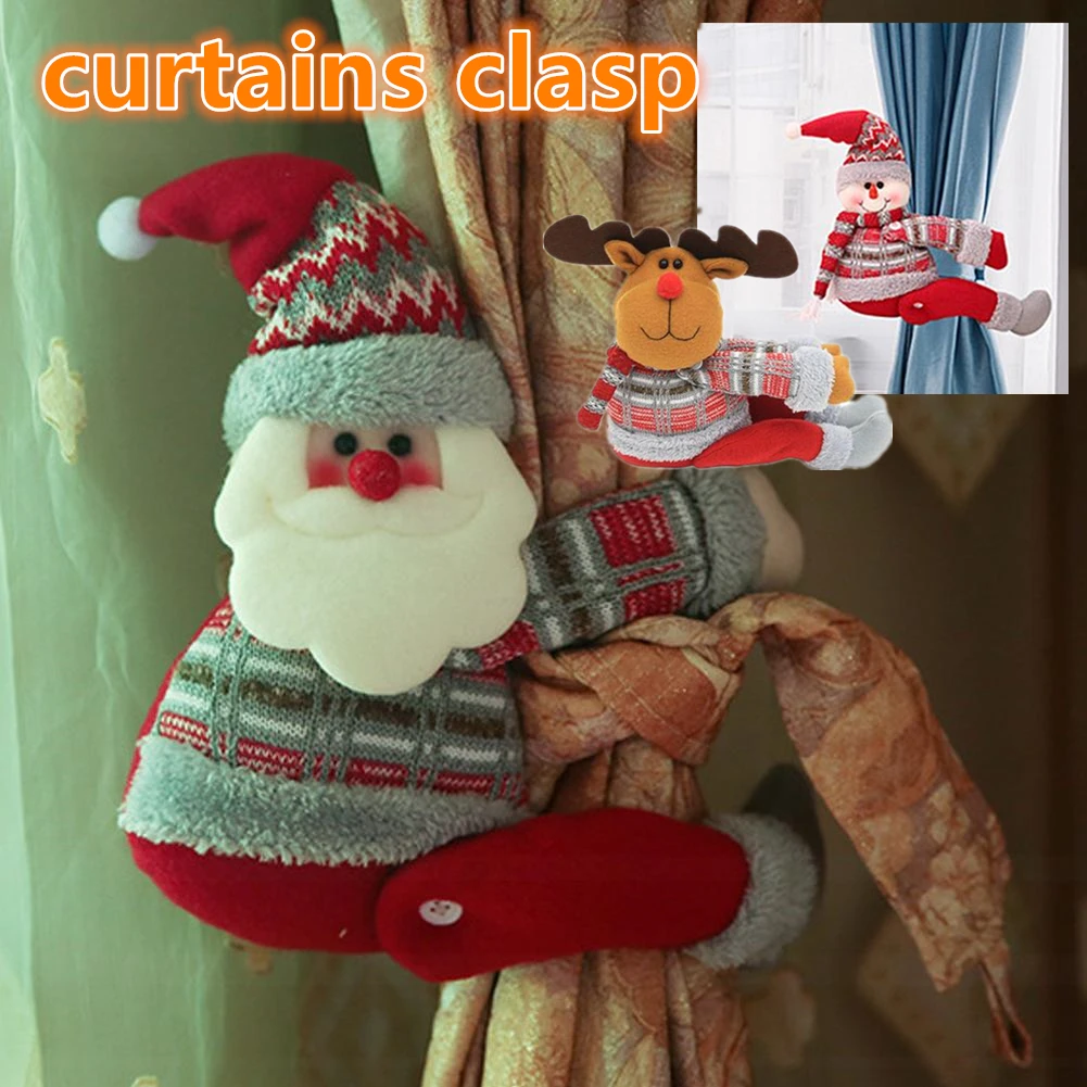 curtains clasp Curtain Buckles SnowmanSanta Claus Elk Christmas  Househood Bedroom Decor Accessories Creative Curtain-tie Rings