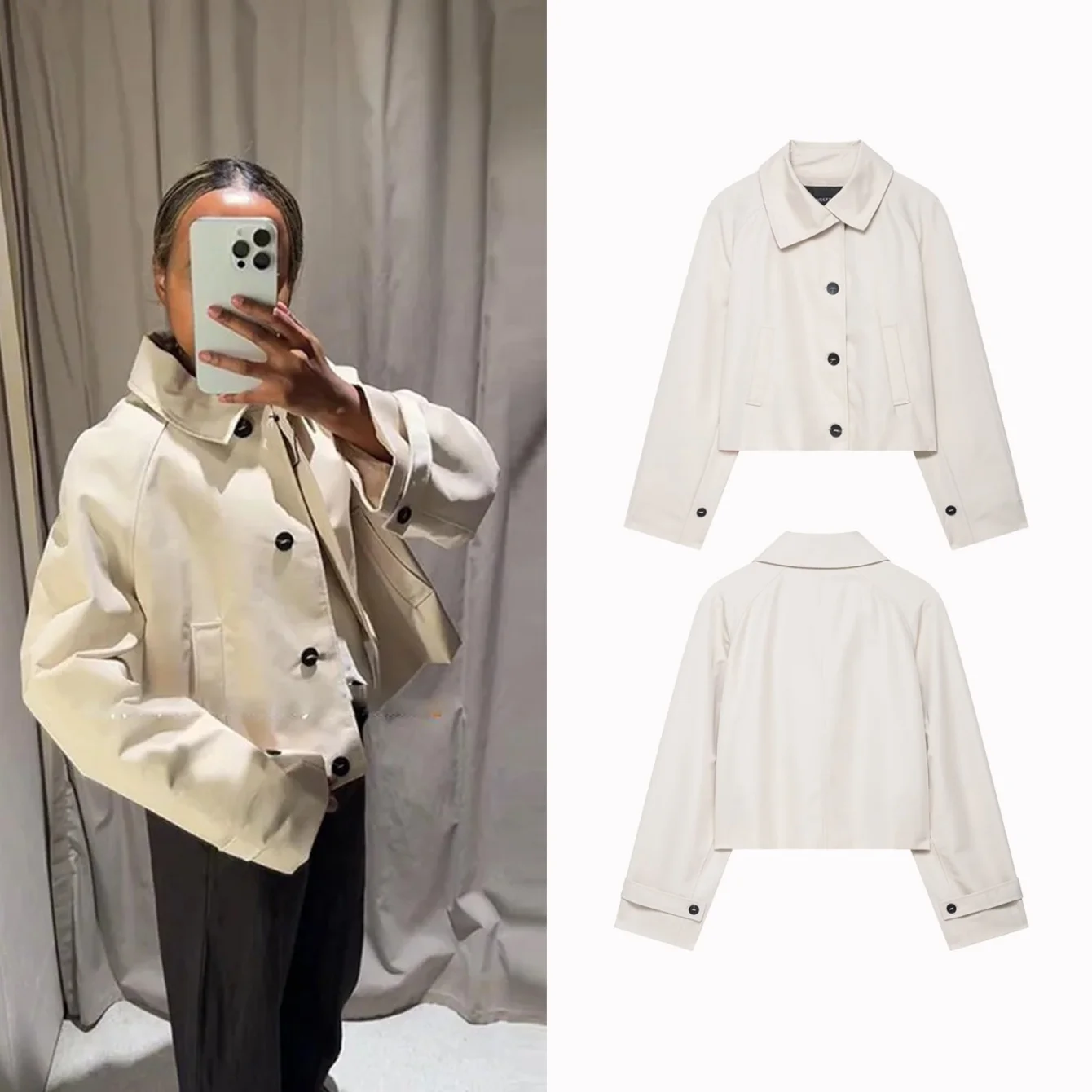 

Осенний винтажный повседневный короткий плащ для женщин, однобортный женский ветровка с длинными рукавами, шикарные женские куртки, уличная одежда