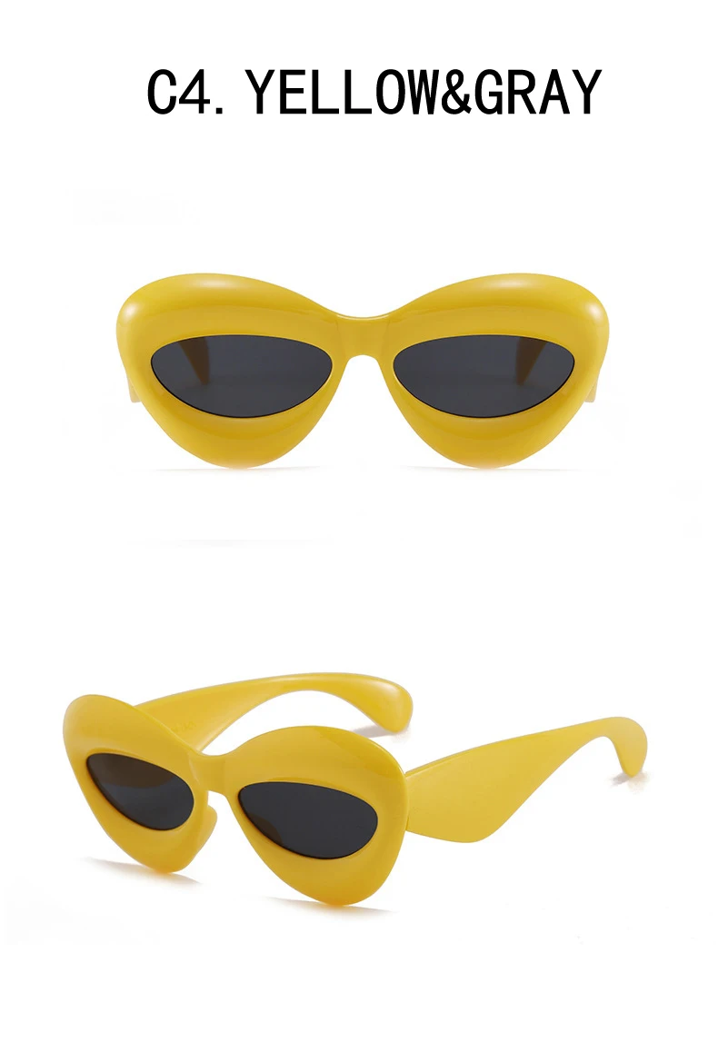 Candy Color Sexy Lip Y2k Cat-Eye-Sonnenbrille für Damen, neue Luxusmarke, gelb-blau verlaufende Sonnenbrille für Herren, Punk Hip-Hop-Brille – Detail 9