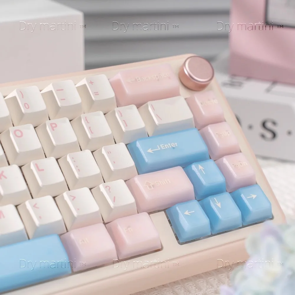 GEFENSI Peach Pink White Cherry Keycap PBT+ABS 164 Key Mixed Color Translucent Suitable For MX Switch 60 70 80 108 Mechanical Ke