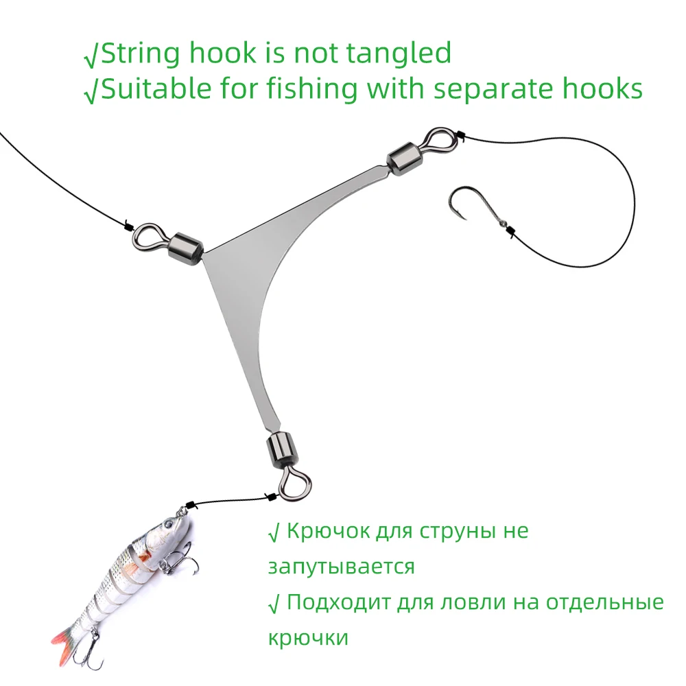 Chrdyuju-Tête de gabarit de pêche à 3 voies en acier inoxydable, émerillons, connecteur de poteau roulant, matériel, accessoires de pêche à