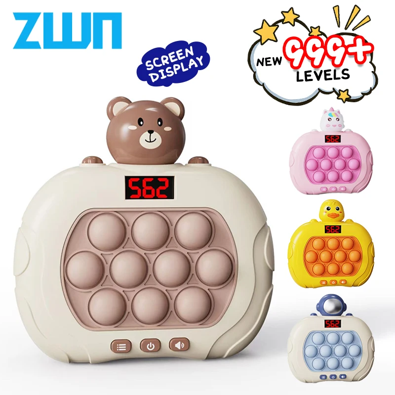 999 Level Electronic Pop Quick Push Bubbles Game Machine Kids Cartoon Fun Squeezing Toys Anti Stress Sensory Bubble Toy Gifts