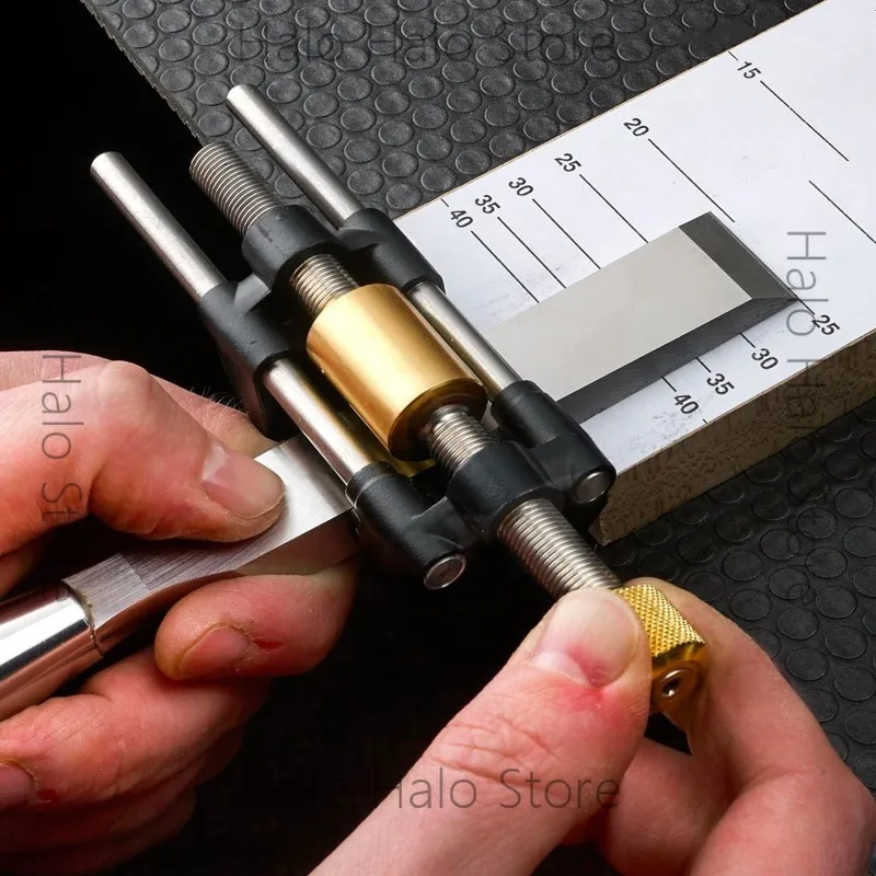 Precision chisel sharpening fixture, woodworking chisel and planer honing guide system, fixed angle sharpener