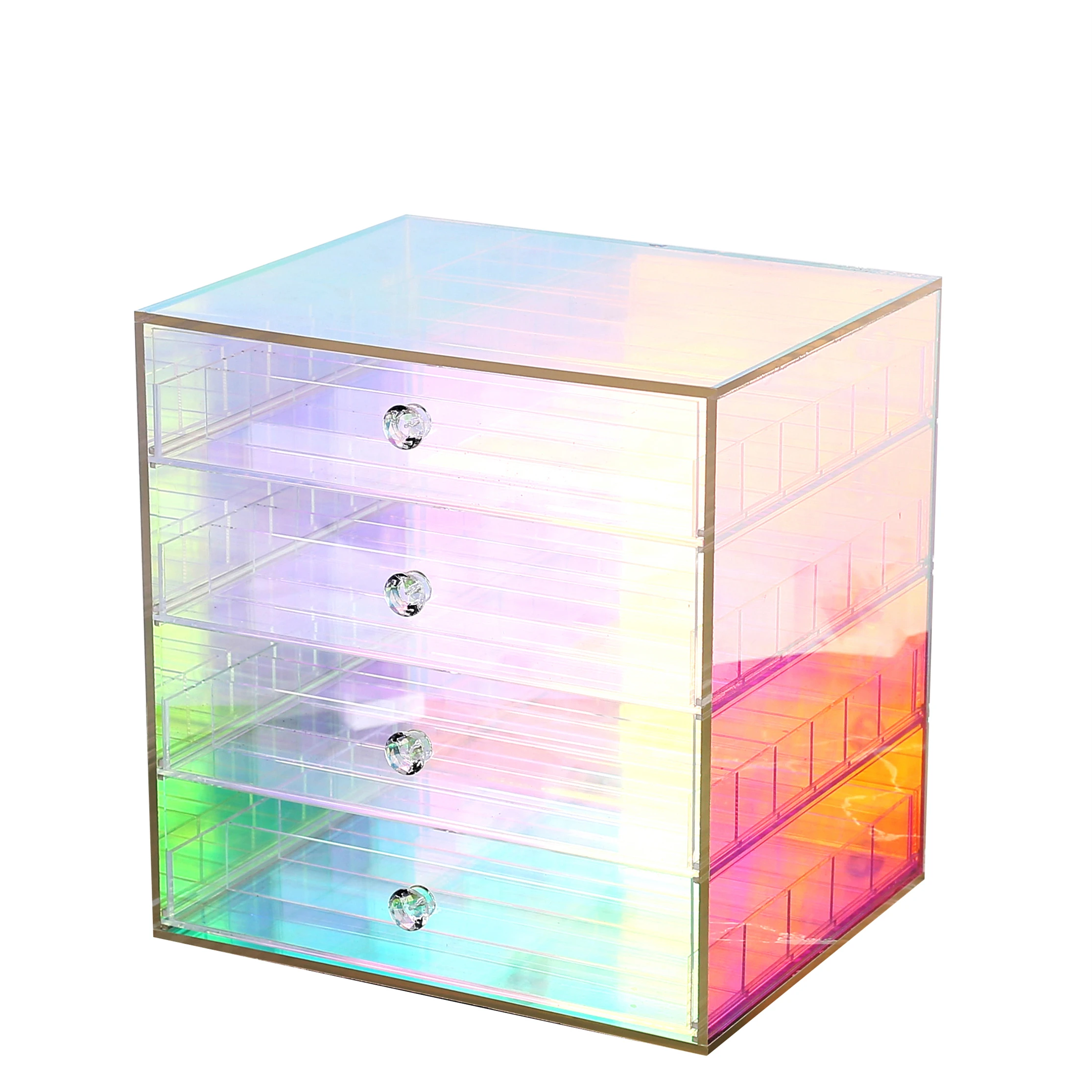 Luxury Colorful Acrylic Cosmetics Holder Drawer Cabinet Dustproof Storage Box Organizer Eye Shadow Lipstick Powder Air Cushion