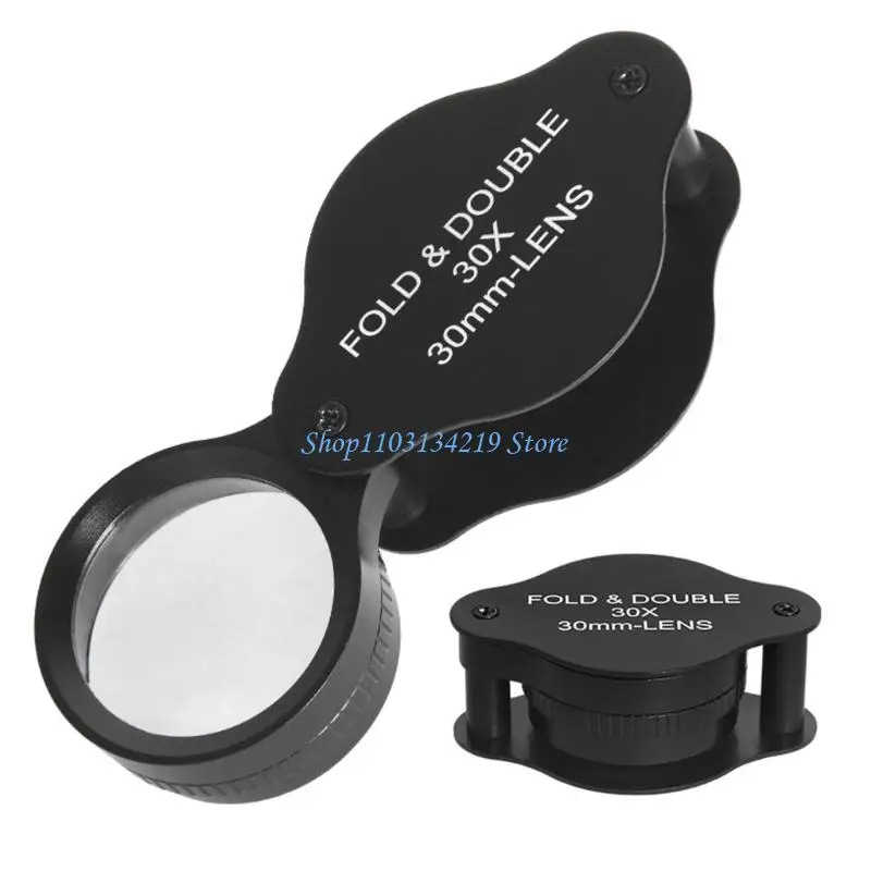 N5KC Foldable Glass 30X Loupe Inspection Lens Handheld Magnifier for Coin Jewelry Observation