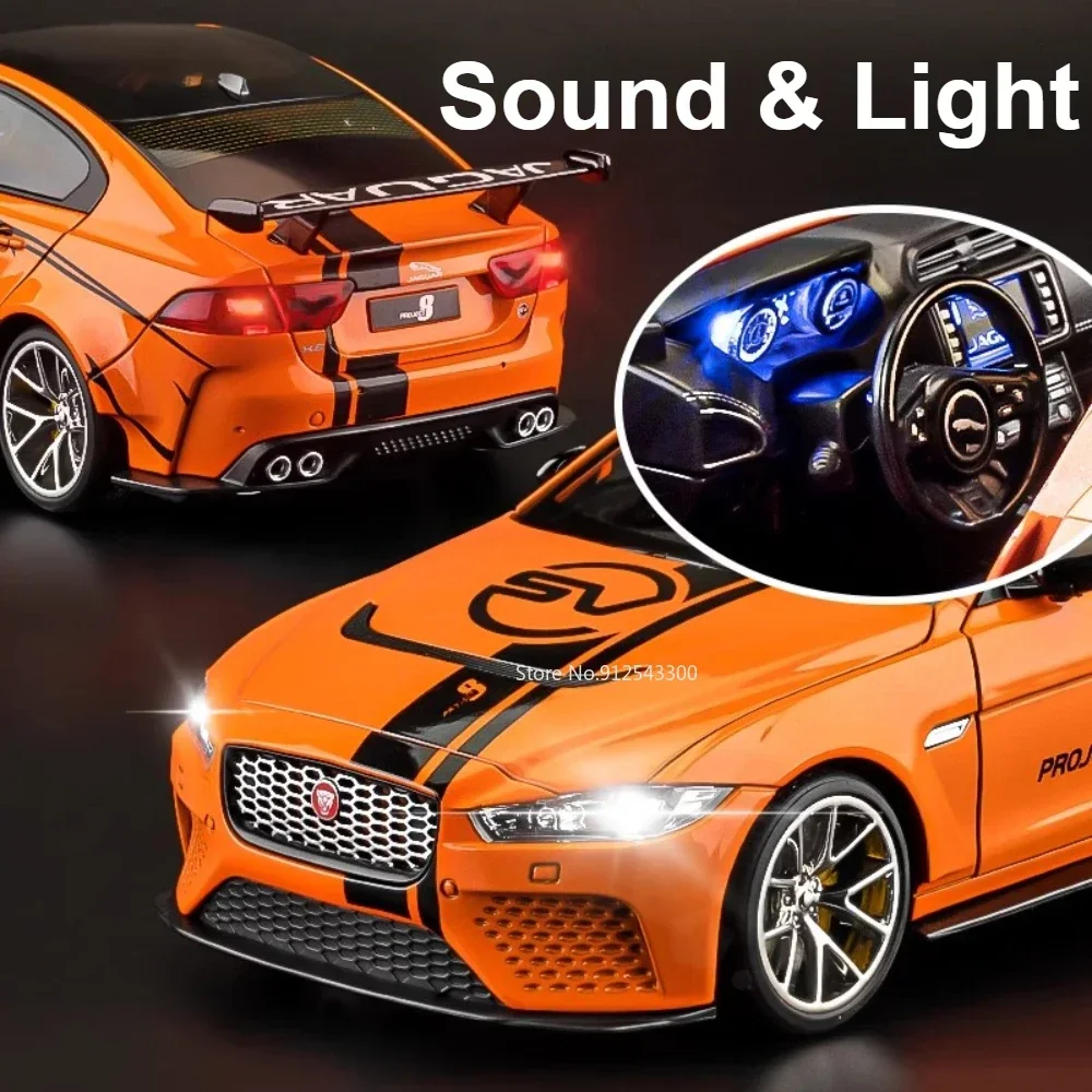 1:18 Schaal XE SV Project 8 Chiron Speelgoedmodel Autodeuren Geopend Geluid Licht Trek Sportwagens Schokabsorptiemodellen voor jongens