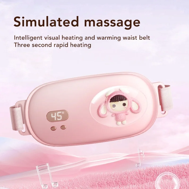 USB Rechargeable Cordless Heating Pad Electric Waist Belt Warmer 3 Heat Levels Portable Menstrual Cramp Relief Massage Device