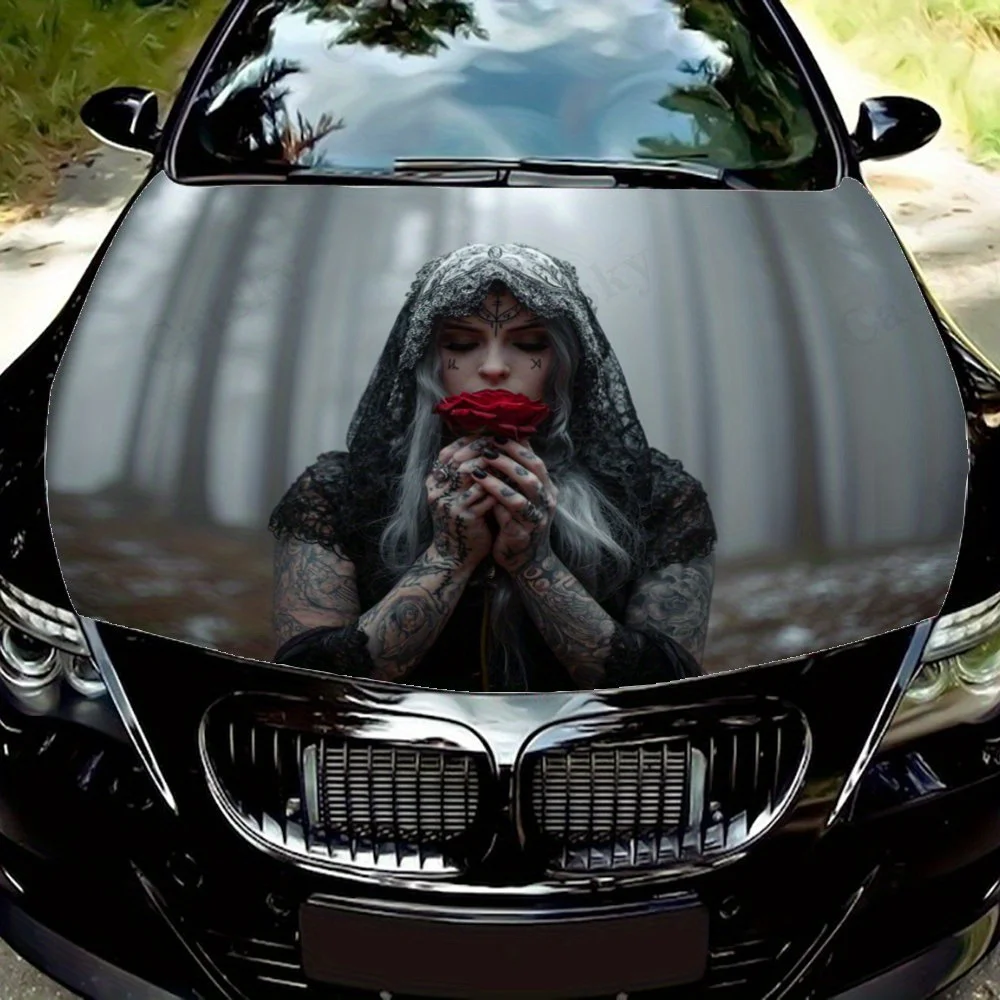 

Forest Mysterious Tattoo Girl DIY Car Hood Stickers, Personalized Modified Car Film, Waterproof Self-adhesive Vinyl Stickers, Ca